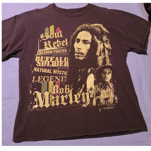Zion Rootswear Bob Marley T-Shirt Men's Large Black Short Sleeve Crew Neck (VA2)